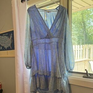 Elegant Blue Floral Dress